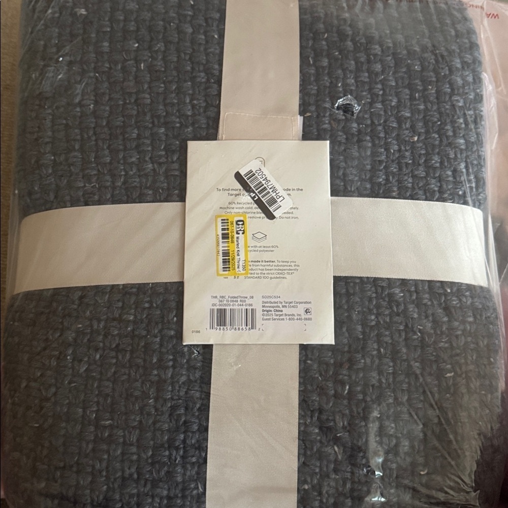 Threshold Size 50"x60" Marled Knit Throw Blanket Gray Blue Recycled Polyester - Picture 5 of 5